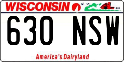 WI license plate 630NSW