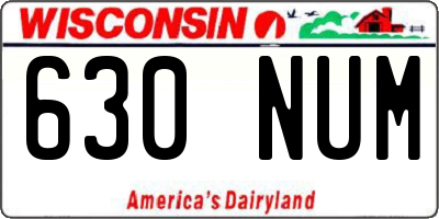 WI license plate 630NUM