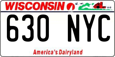 WI license plate 630NYC