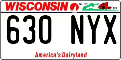 WI license plate 630NYX