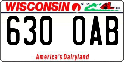 WI license plate 630OAB