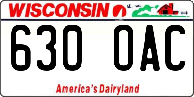 WI license plate 630OAC