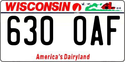 WI license plate 630OAF