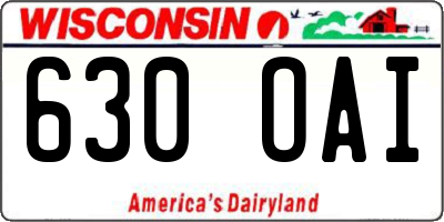 WI license plate 630OAI