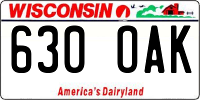 WI license plate 630OAK