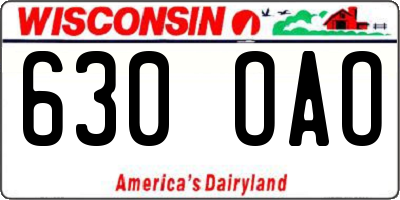 WI license plate 630OAO