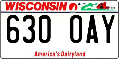 WI license plate 630OAY