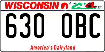 WI license plate 630OBC