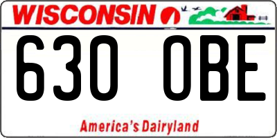 WI license plate 630OBE