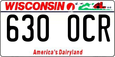 WI license plate 630OCR