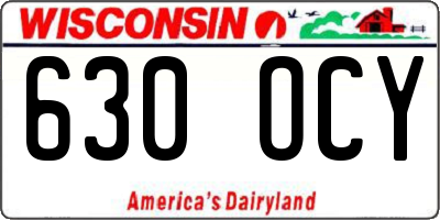 WI license plate 630OCY