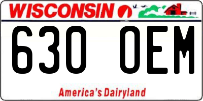 WI license plate 630OEM