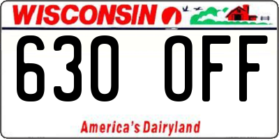 WI license plate 630OFF
