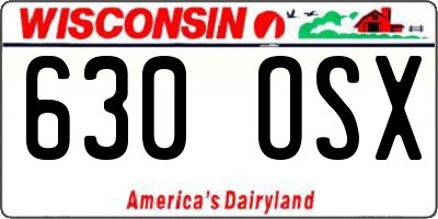 WI license plate 630OSX