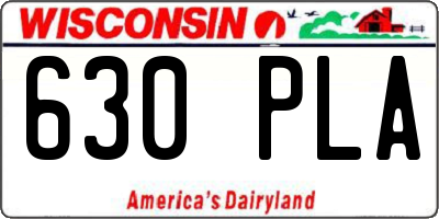 WI license plate 630PLA