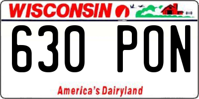 WI license plate 630PON