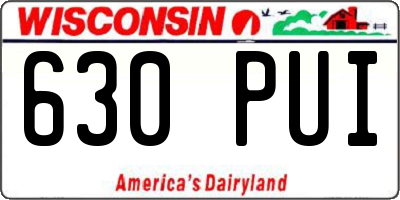 WI license plate 630PUI