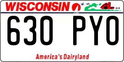 WI license plate 630PYO