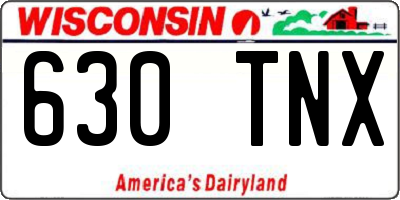WI license plate 630TNX