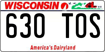 WI license plate 630TOS