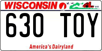 WI license plate 630TOY