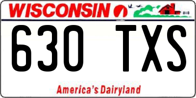 WI license plate 630TXS
