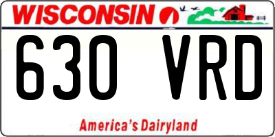 WI license plate 630VRD