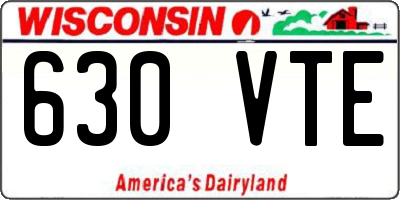 WI license plate 630VTE