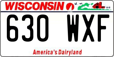 WI license plate 630WXF