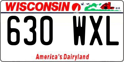 WI license plate 630WXL