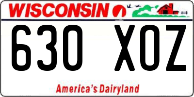 WI license plate 630XOZ