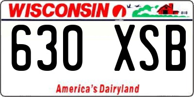 WI license plate 630XSB