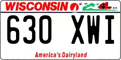 WI license plate 630XWI