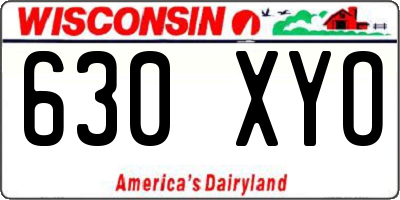 WI license plate 630XYO