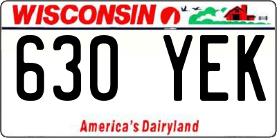 WI license plate 630YEK