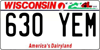 WI license plate 630YEM