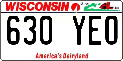 WI license plate 630YEO