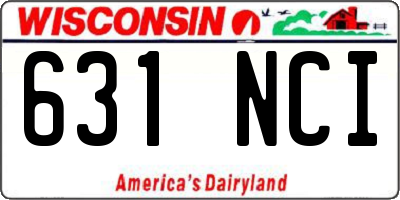 WI license plate 631NCI