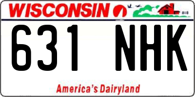 WI license plate 631NHK