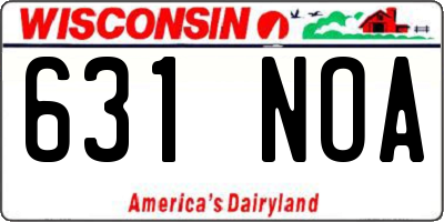WI license plate 631NOA