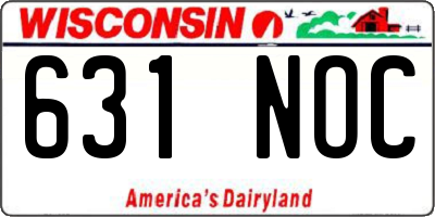 WI license plate 631NOC