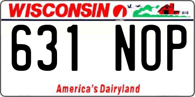 WI license plate 631NOP