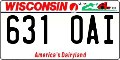 WI license plate 631OAI