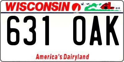 WI license plate 631OAK