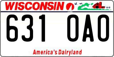 WI license plate 631OAO