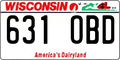 WI license plate 631OBD