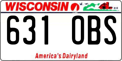 WI license plate 631OBS