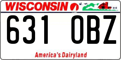 WI license plate 631OBZ