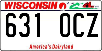 WI license plate 631OCZ