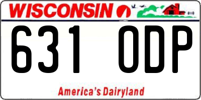 WI license plate 631ODP
